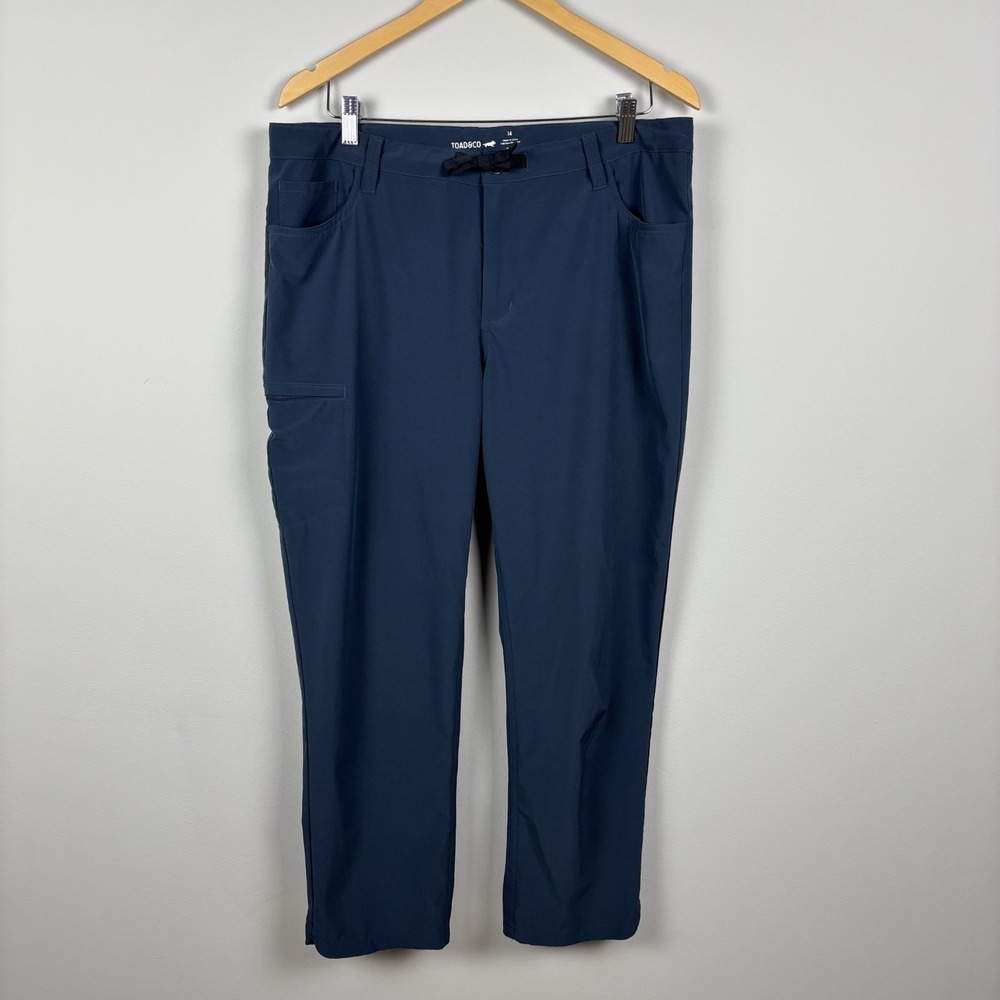 Toad & Co‎ Jetlite Pants Womens 14 Navy Blue Cropped Hiking Outdoors Lightweight
